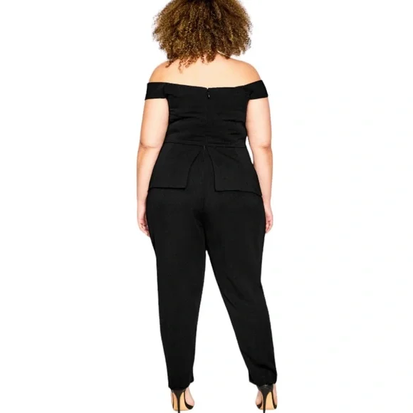 City Chic Sexy Tuxe  Jumpsuit Off The Shoulders - Picture 5 of 13